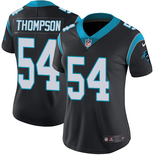 Nike Panthers #54 Shaq Thompson Black Team Color Women's Stitched NFL Vapor Untouchable Limited Jersey - Click Image to Close